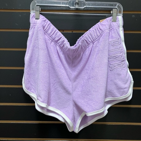 PINK Victoria's Secret Purple varsity Shorts with Elastic Waistband - Picture 1 of 3